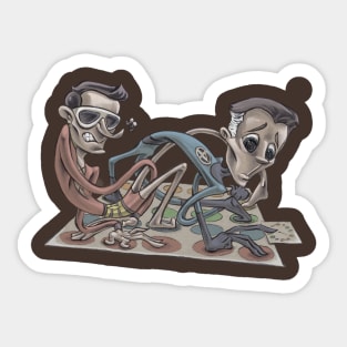 Plastic Man and Mr. Fantastic playing Twister Sticker